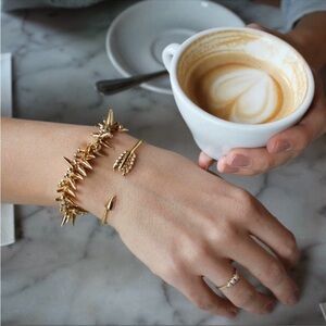 Stella & Dot Women’s Gilded Arrow Gold Plated Layered Bracelet Cuff Bangle